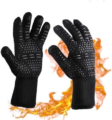 China Aramid BBQ Glove Oven Mitts Gloves Extreme Heat Resistant Silicone BBQ Glove Customized X/Y Dotted Polybag Supplied for sale