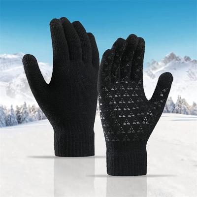 China Jacquard Xingyi Windproof Warm Knit Anti Slip Sports Touch Screen Texting Driving Touch Screen Winter Cycling Gloves for sale