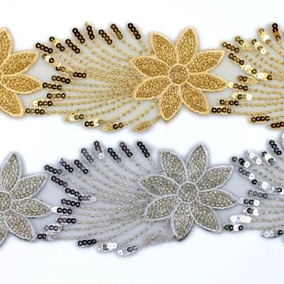 China Sustainable Hand-sewn beads lace up handmade clothing accessories lace up to trim handmade beaded decorative accessories materials for sale