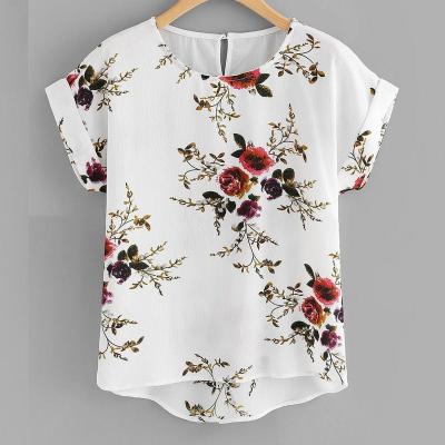 China Summer Fashion Floral Print Blouse Sweater Ladies O-Neck QUICK DRY Tee Tops Female Women's Short Sleeve Shirt Blusas Femininas Clothing for sale