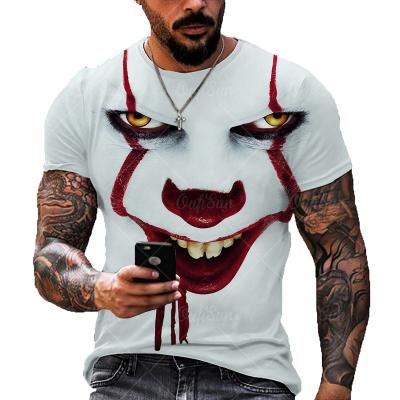 China Summer Fashion Breathable Men/Women 3D Printing Short Sleeve Oversized Loose Personality Dark Evil Trend Street T-shirt Pattern Clown Wild for sale