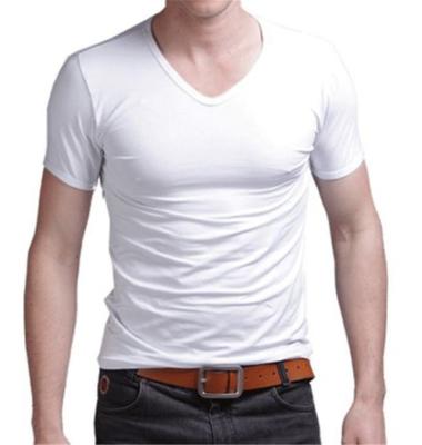 China Size M-XL Fashion Summer Cotton Men T-shirt Cotton Breathable Casual Short Sleeve T-Shirts Plus White Black V-Neck Tops Tee Shirt Slim Fit for sale