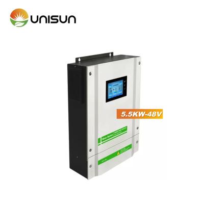 China Hot Sale 5.5kw Unisun Brand Home Solar Power System MPPT Inverter Controller Solar Power System Single Phase 5.5kw Hyrid Inverter For Home Use for sale