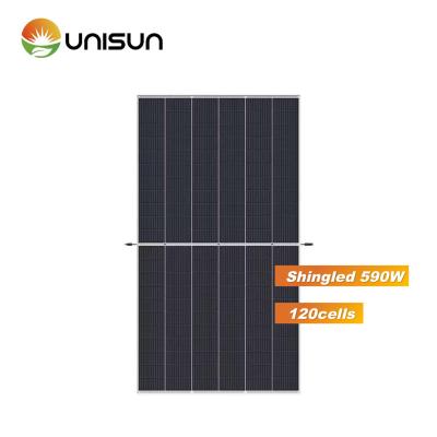 China Unisun 595w Commercial Bifacial Glass Brand Tier 1 Solar Panels 585w 590w 600w 605w 610w Cell Dual Half Felt Solar Panels for sale