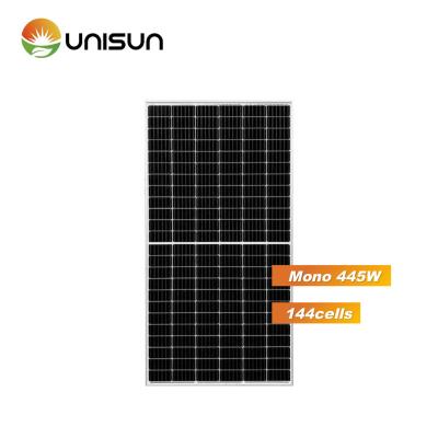 China New Design Commercial Unisun Mono 445 Watt Half Cell Solar Panel 440w 450w 455w 460w PV Panels With CE TUV for sale