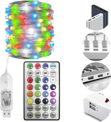 China Colorful Synchronous Warehouse USB Cooper String Lights RGB 12 Color For Christmas for sale