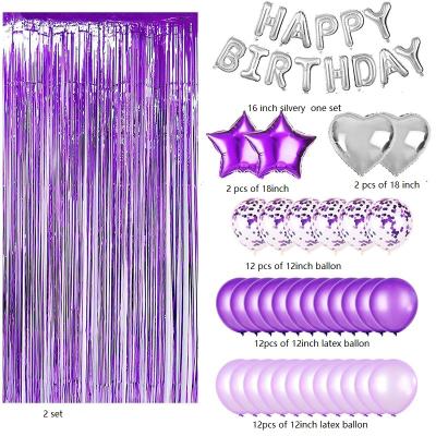 China 100% Natural Purple Balloons Foil Fringe Curtain Birthday Event Party Supplies for sale