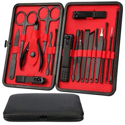 China Nail Case Nipper Stainless Steel Professional Pedicure Kit Nail Scissors Grooming Leather Cuticle Manicure and Pedicure Set for sale