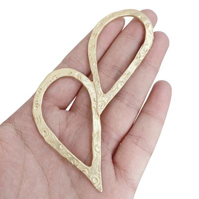 China Large TRENDY Open Heart Matt Gold Boho Pendant Charms for Necklace Jewelry Making Accessories 100x63mm for sale