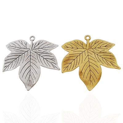 China Large TRENDY Antique Maple Leaf Gold / Silver Charms Pendants For Necklace Jewelry Making 59x58mm for sale