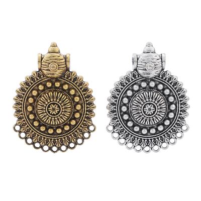 China Large TRENDY Antique Silver/Gold Boho Strand Multi Tribal Connector Charms Pendants For Necklace Jewelry Making 65x49mm for sale