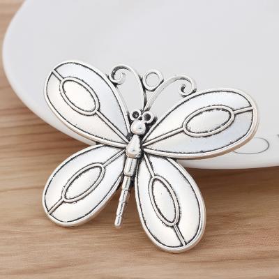 China FASHIONABLE Large Antique Silver Butterfly Insect Charms Pendants For Necklace Jewelry Making 68x51mm for sale