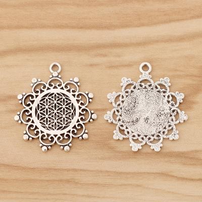 China FASHIONABLE Tibetan Silver Flower of Life Charms Pendants for Necklace Earrings Jewelry Making Accessories for sale