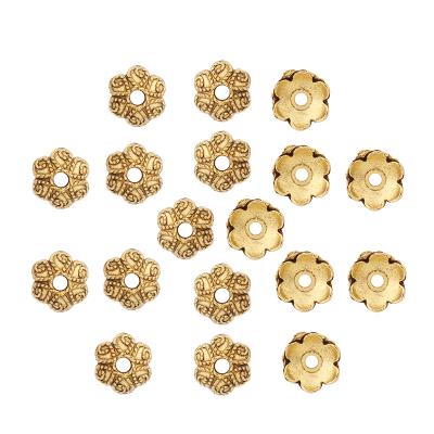 China Popular Antique Gold Flower End Spacer Beads Charms For DIY Jewelry Making Supplies 7mm for sale