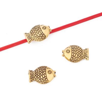 China Popular Antique Gold Tone Fish Spacer Beads Charms for DIY Jewelry Making Accessories 12x8mm for sale