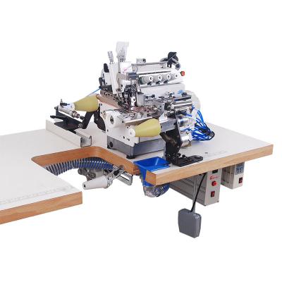 China Garment factory automatic circular collar setter with overlock machines for sale