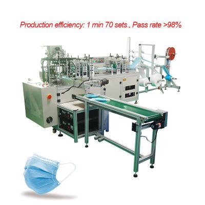 China Disposable Face Mask Making Fully Automatic 3 Ply Nonwoven Fabric Disposable Face Mask Machine Production Line 1in1 for sale