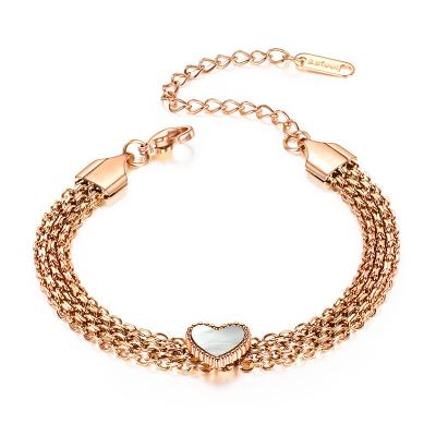 China Stainless Steel Trendy High Quality Adjustable Trendy Fashion Bangle Heart Link Chain Heart Charm Chain Bracelet (MB18212) for sale