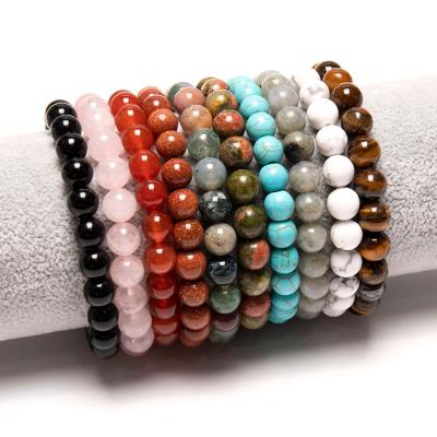 China High Quality FASHIONABLE Girls Men Women Gemstone Bracelets Crystal Rose Quartz Bead Bracelet Natural Healing Chakra Birthday Gifts for sale