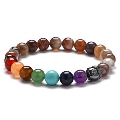 China FASHIONABLE Wholesale High Quality Handmade Chakra Bracelet Real Agate Bead Stretch Stone Bracelet (MB18142) for sale