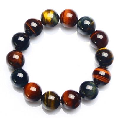 China Latest Mix Colors Tiger Eye Mens Trendy High Grade Tiger Eye Stone Bracelet 14mm AAA Grade Natural Tiger Eye Stone Stretch Bracelet (MB18130) for sale