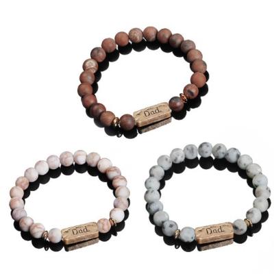 China Fashion Charm Handmade Jewelry Men's Natural Stones Romantic Men's Bracelet Dad ID Bracelet (MB18021) for sale