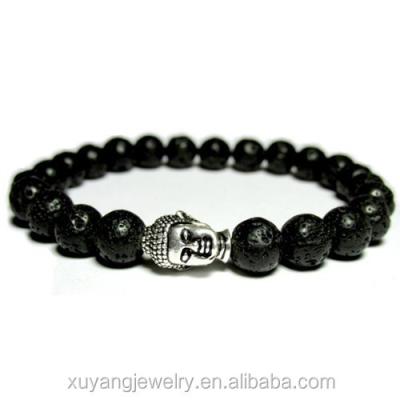 China Lava Rock Buddha TRENDY black bracelet, jewelry for men, men's gemstone beaded bracelet (CSB0040) for sale