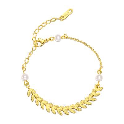 China TRENDY Fashion Personalized Stainless Steel Wheat Ear Shape Charm Bracelets Bangles For Girls for sale