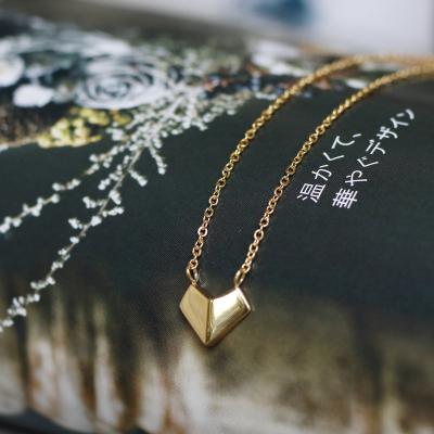 China TRENDY 18K Gold Plated Titanium Geometric Love Heart Folding Stainless Steel Pendant Necklace for sale