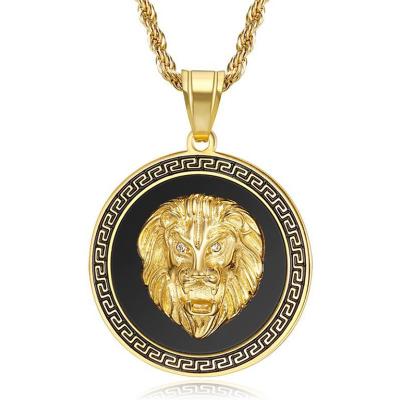 China Gold High Quality Hiphop Fashion Stainless Steel Jewelry Lion Medallion Necklace Key Pendant Jewelry (SSN002) for sale