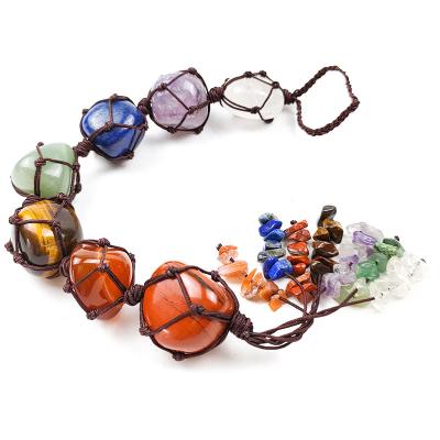 China Wholesale Hot Selling Europe Irregular Crystal Car Pendant Crystal Gem 7 Chakra Healing Reiki Healing Hanging Decoration for sale