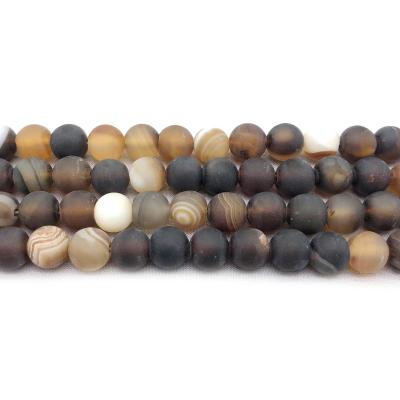 China Stone Newcomers Frosted Matte Natural Brown Striped Agate Beads For Jewelry Making (AB1784) for sale