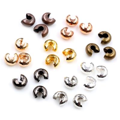 China Wire Caps Chain Crimp Ends Silver Gold 100pcs/lot Round Caps Crimp End Beads Diameter 3/4/5 Mm End Cap Spacer Beads For DIY Jewelry delivering results for sale