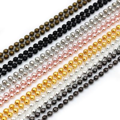 China DIY Necklace Pendant Beaded Chains 5pcs/lot 1.5/2.0mm/2.4mm 7 Colors Plated Ball Bead Chains Beaded Chain For DIY Necklace Pendant Jewelry Making Findings for sale