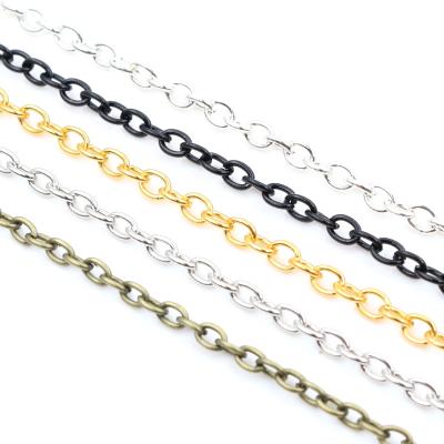 China DIY Necklace Pendant Beaded Chains 5 Meters / Lot 3x2mm 4x3mm 5 Colors Plated Unwelded Iron Cable Chains Cross Necklace DIY Jewelry Making Findings Accessories for sale