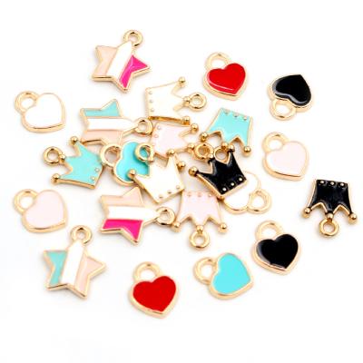 China DIY Charms Pedant For Necklace Bracelet Earrings Making 20pcs To Enamel Cute Star Heart Crown Charms Pendant For Jewelry Dropshipping Alloy Metal Drop Oil DIY Making Findings for sale