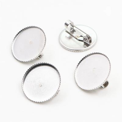 China Cabochon Base Setting For Brooch Pins 18mm Inner Size Stainless Steel Brooch Style Cabochon Base Blank Cufflink Spacer Material Settings Fasten Spike Pins for sale