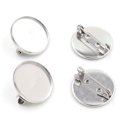 China Cabochon Base Setting for Brooch Pins Connector Pendant Tray Blank Bezel Cameo Settings Cabochon Base Charms 18mm Inner Size Stainless Steel Brooch Pin for sale