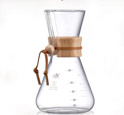 China Hot Sale Hand Drip Coffee Pot 700ml Borosilicate Glass Coffee Pot Heat Resistant Viable Brew Coffee Make for sale