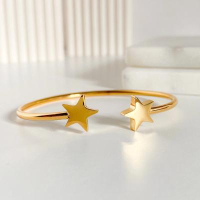 China Wholesale Fashion Simple Star Bracelets Stainless Steel Women Waterproof Slap Bracelet for sale