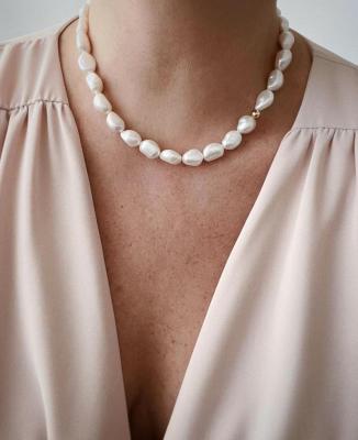 China Long Color Keeping Real Pearl Necklace Fashion Natural Freshwater Jewelry Women's Choker With Gold High Quality Pearls for sale