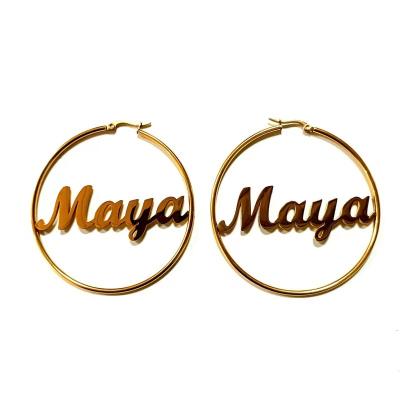 China TRENDY Huggie Earrings with Mum Stainless Steel for Mother's Day Birthday Unfading Bright Gold Plated for sale