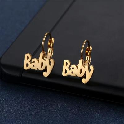 China Trendy Jewelry Women's Stainless Steel Alphabet Letter Stud Earrings Baby Fashion Stainless Steel Stud Earrings for sale