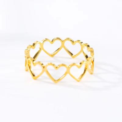 China Open Ring Geometric Heart Link Ladies Ring Rose Gold Index Finger Thumb Stainless Steel Romantic Cavity for sale