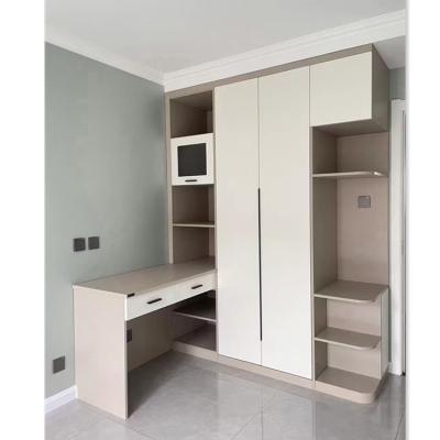 China Adjustable (Height) Customized Simple Design Wooden Furniture Door Wardrobes White Mirrored Modern Bedroom Wardrobe for sale