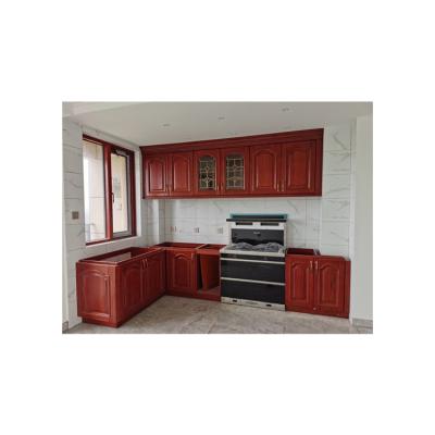 China Durable Integral Red Oak Cabinetry Living Room Cabinets European Solid Wood Kitchen Project Furniture for sale