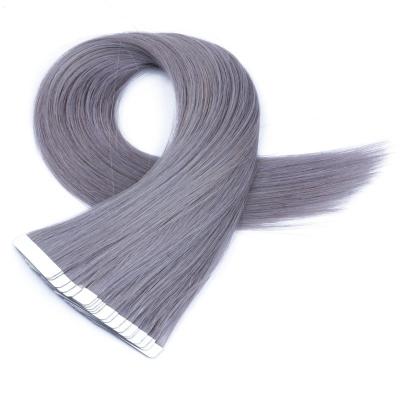 China Wholesale Remy Hair Gray Tape Straight Hair Extensions Full Cuticle Tape Hair Extensions for sale