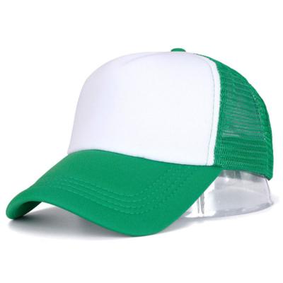 China Wholesale Mesh 6 Panel Two Tone Foam Trucker Hat White Green White Hat For Women Mens for sale