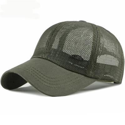 China Army Green COMMON 100% Polyester Curved Brim Full Mesh Baseabll Trucker Hat Cap for sale