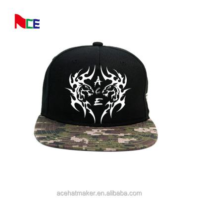 China JOINT Classic Custom Yupoong Snap Back 6 Panel Camouflage Bim Black Snapback Hats for sale